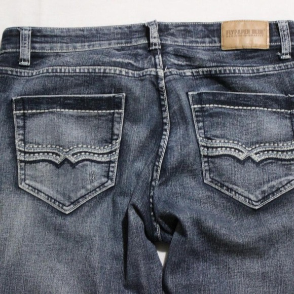 Mens Y2K Flypaper Grunge Relaxed Straight Acid Wash Mid-rise Jeans - Picture 5 of 8